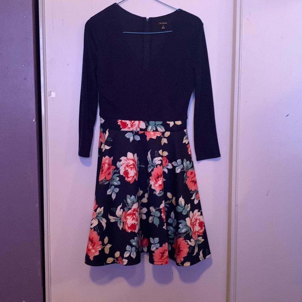 Dark blue V cut dress